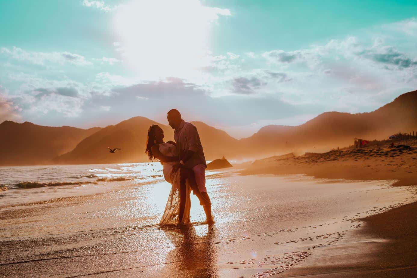 Couple on Beach Sunset